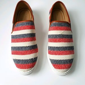 Splendid Red, White & Blue Striped Slip-on Shoes sz8.5